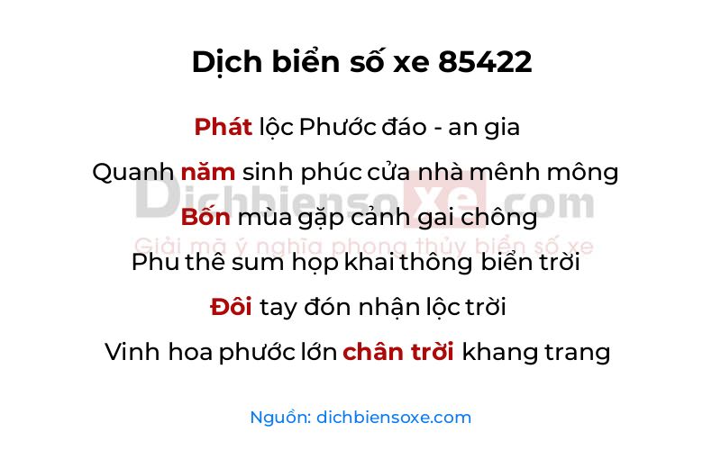 Dịch thơ biển số 85422