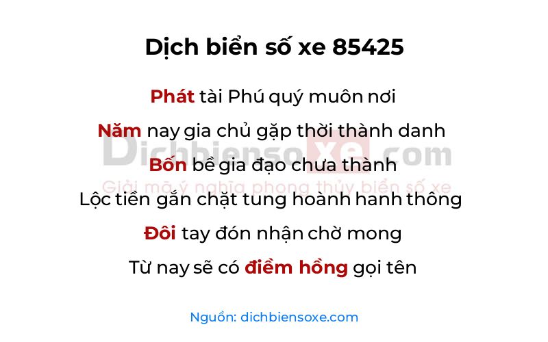 Dịch thơ biển số 85425