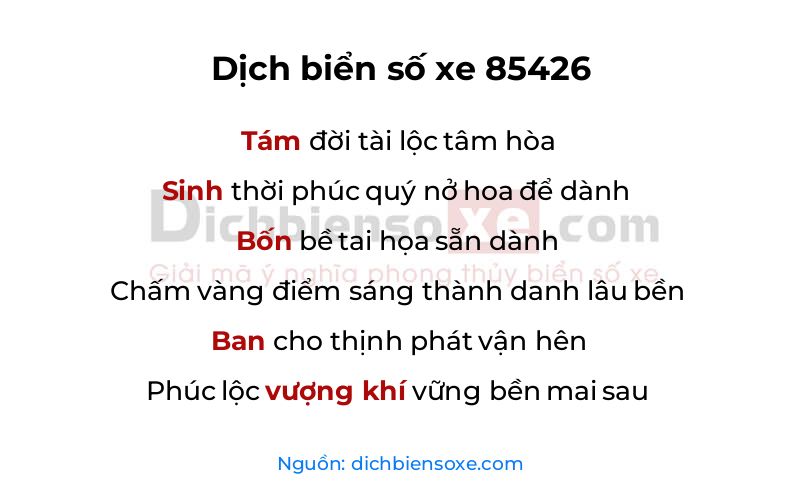 Dịch thơ biển số 85426