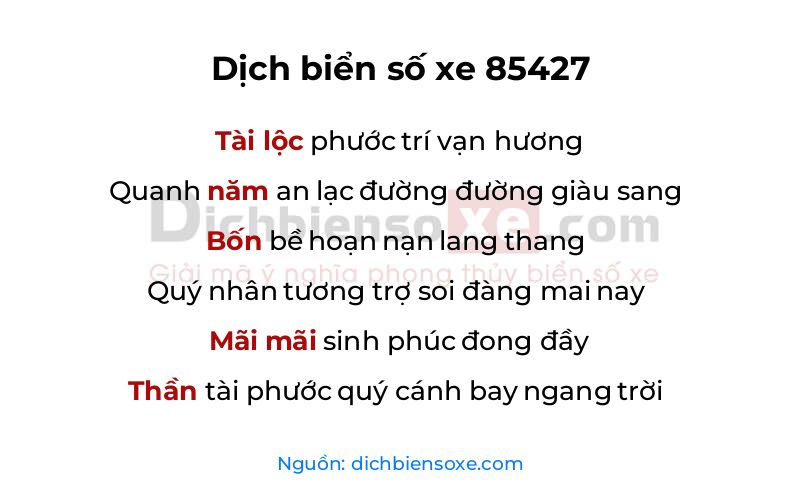 Dịch thơ biển số 85427