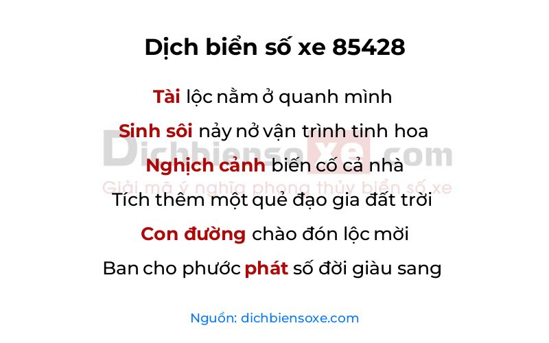 Dịch thơ biển số 85428