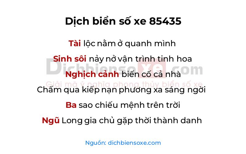 Dịch thơ biển số 85435