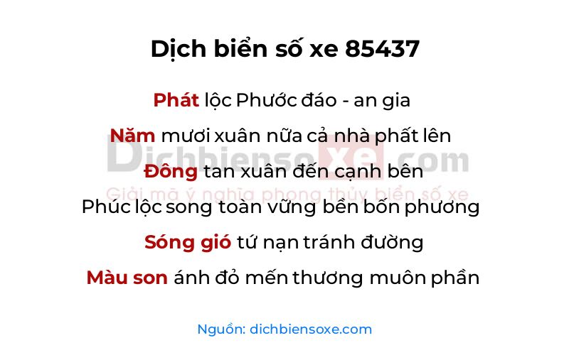 Dịch thơ biển số 85437