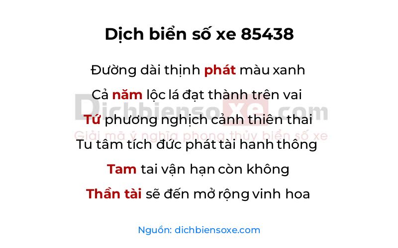 Dịch thơ biển số 85438