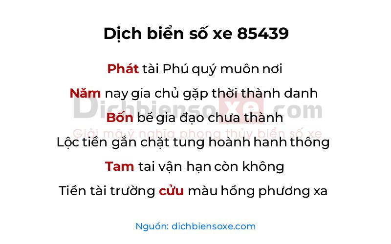 Dịch thơ biển số 85439
