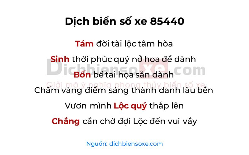 Dịch thơ biển số 85440