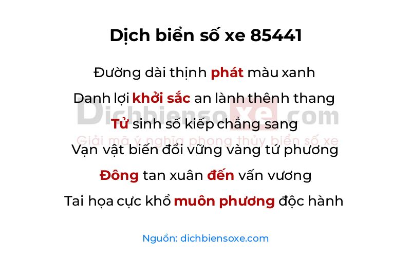 Dịch thơ biển số 85441