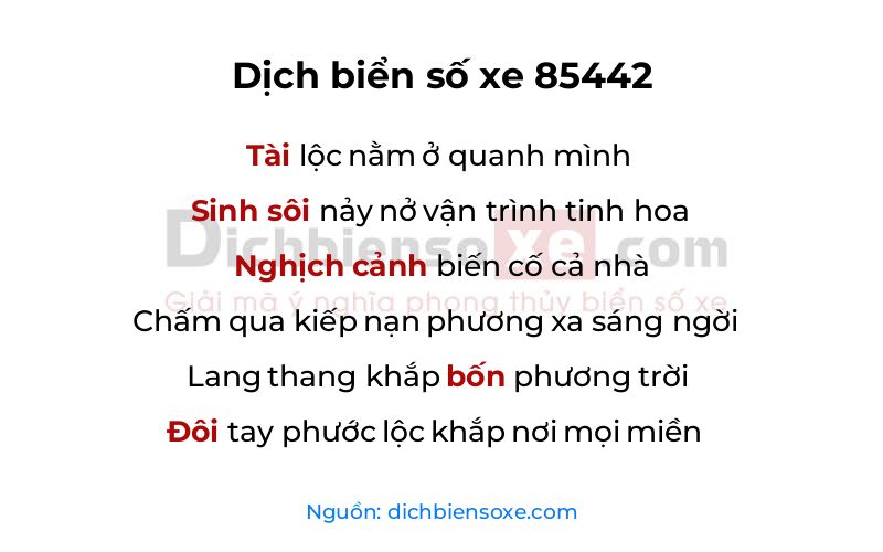 Dịch thơ biển số 85442