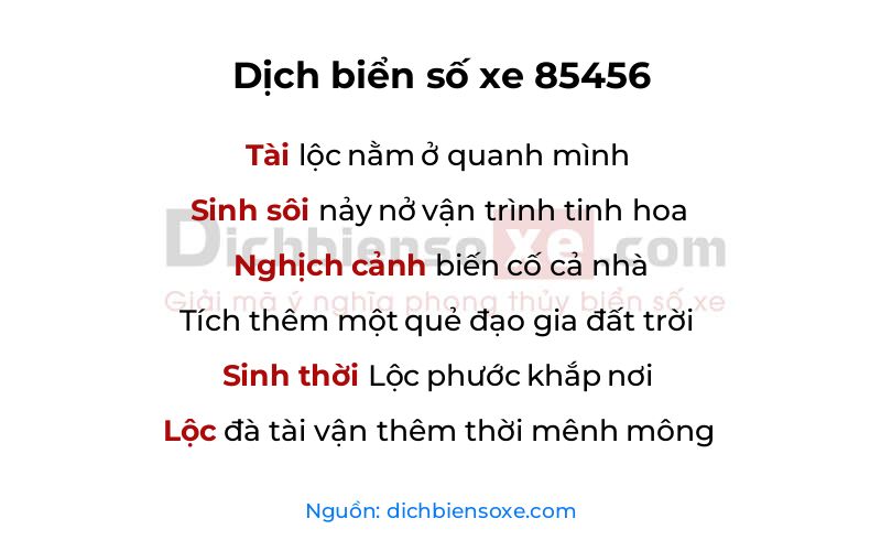 Dịch thơ biển số 85456