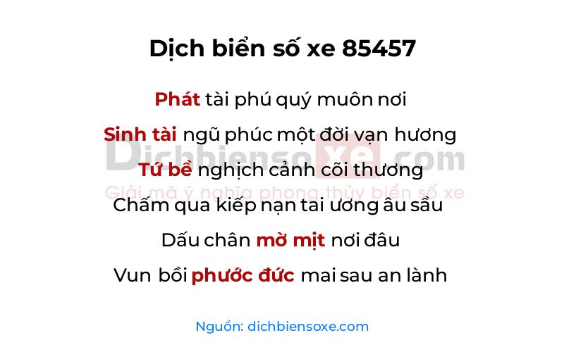 Dịch thơ biển số 85457