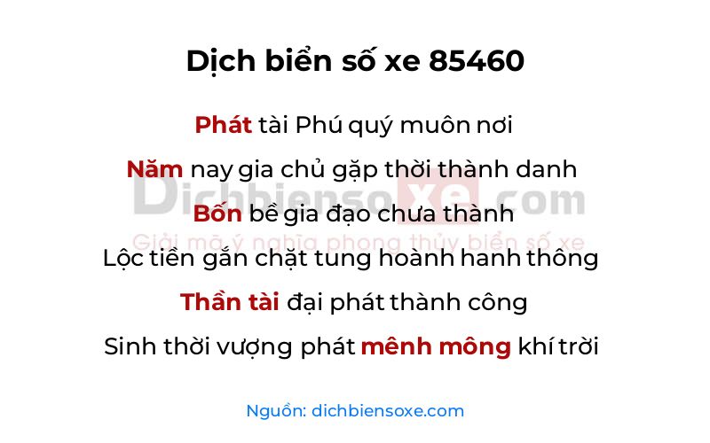 Dịch thơ biển số 85460