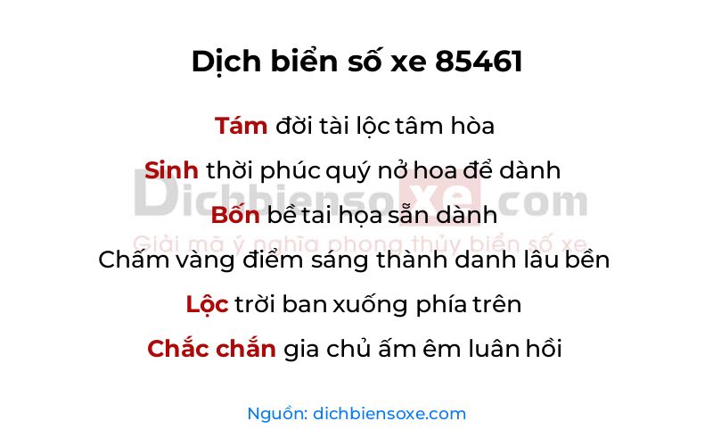 Dịch thơ biển số 85461