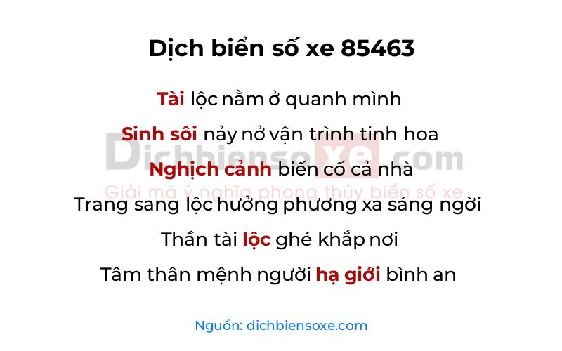 Dịch thơ biển số 85463