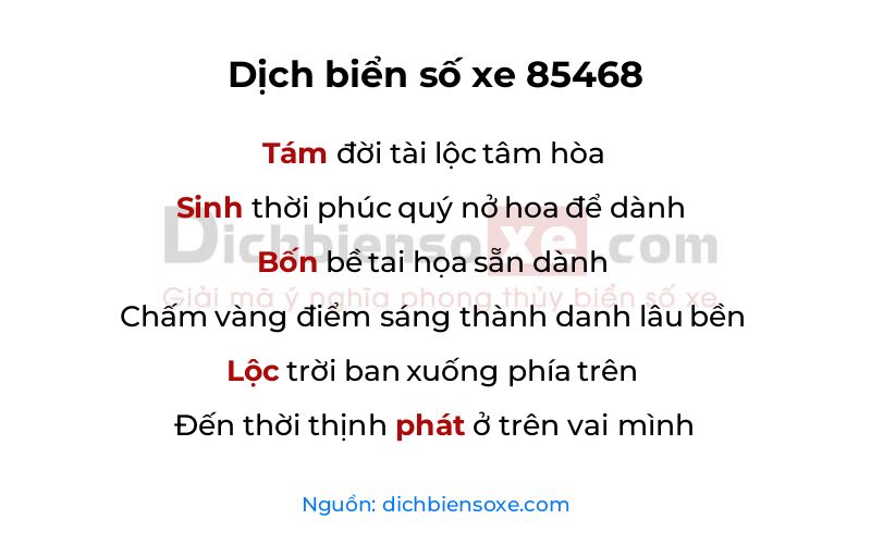 Dịch thơ biển số 85468