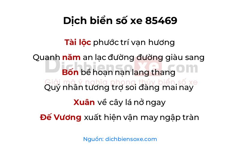 Dịch thơ biển số 85469