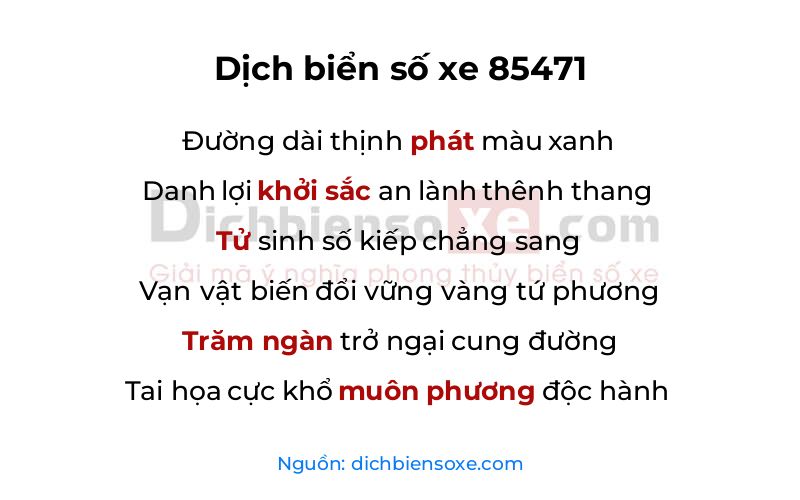 Dịch thơ biển số 85471