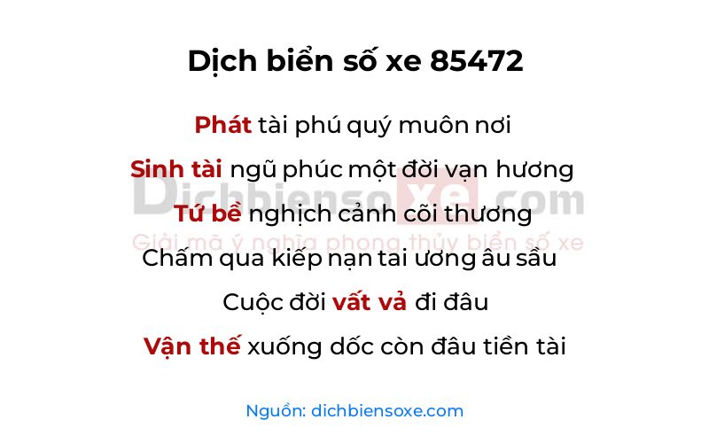 Dịch thơ biển số 85472