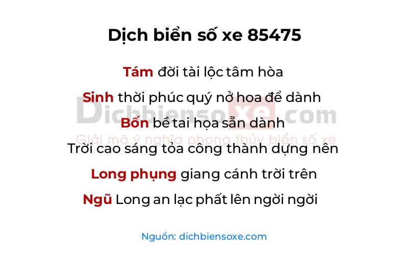 Dịch thơ biển số 85475