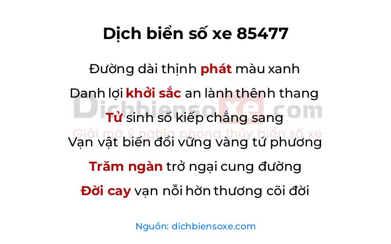 Dịch thơ biển số 85477