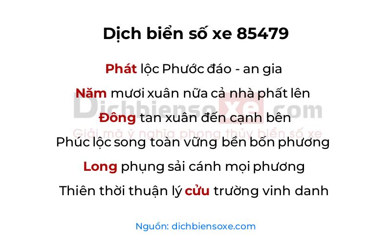 Dịch thơ biển số 85479