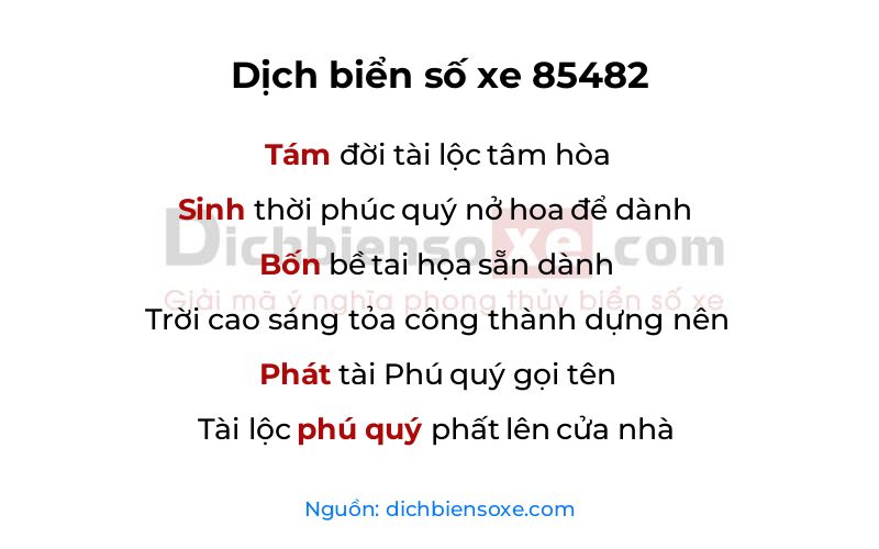 Dịch thơ biển số 85482