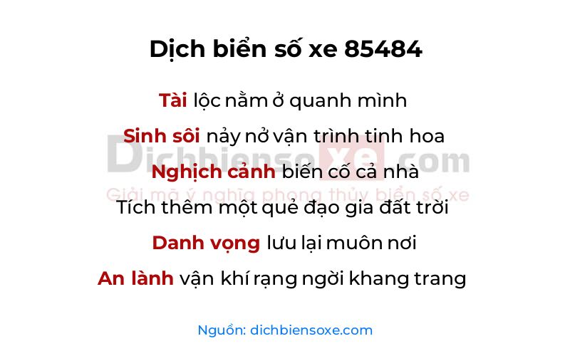 Dịch thơ biển số 85484