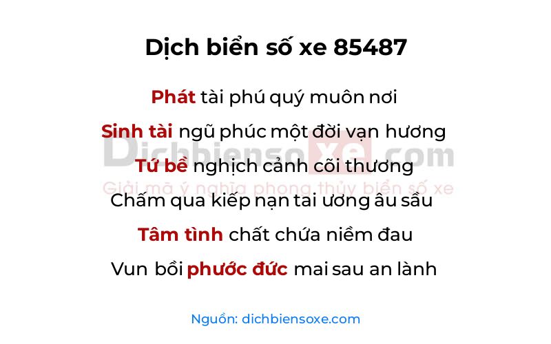 Dịch thơ biển số 85487