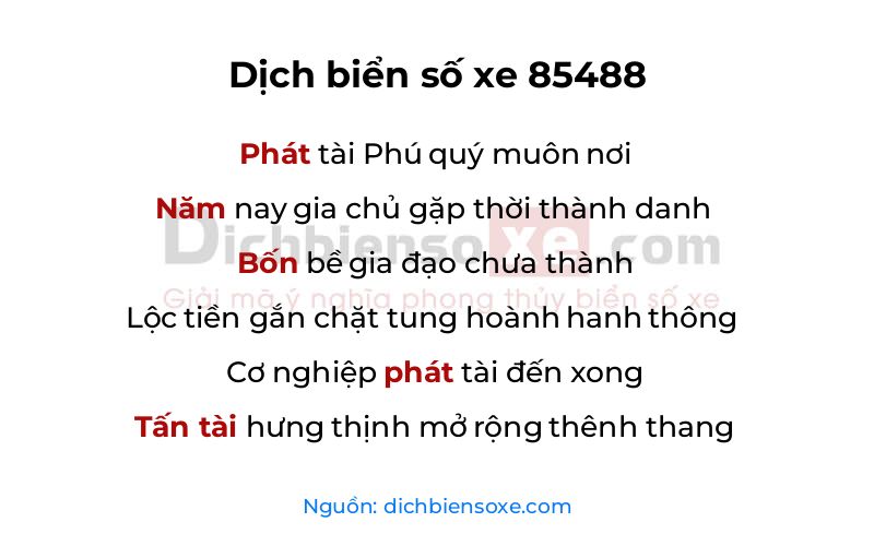 Dịch thơ biển số 85488