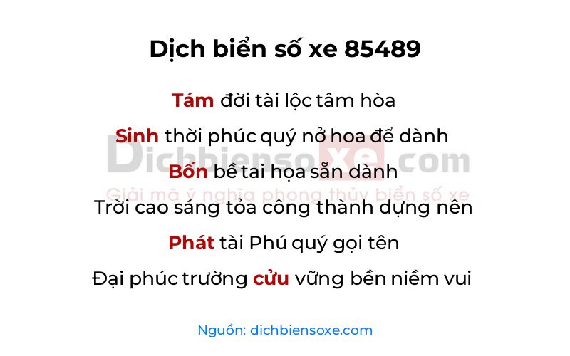 Dịch thơ biển số 85489