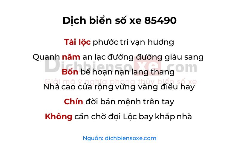 Dịch thơ biển số 85490