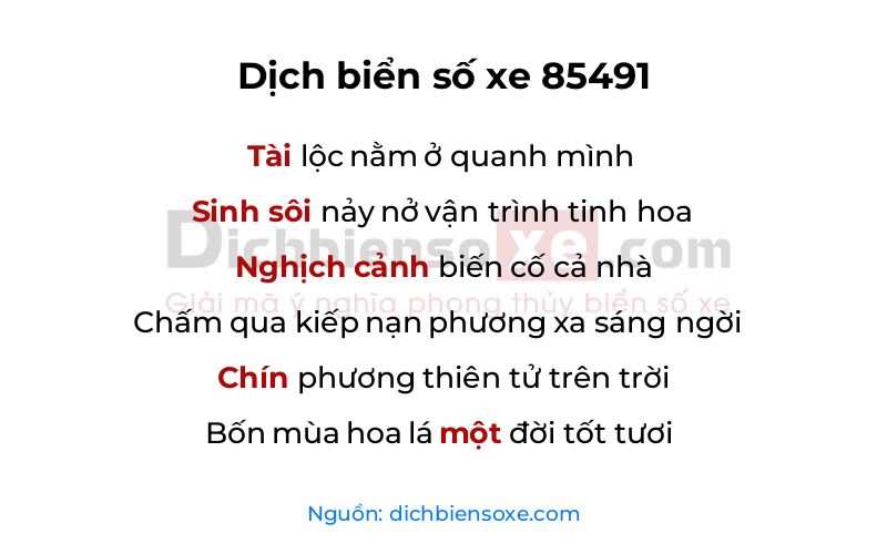 Dịch thơ biển số 85491
