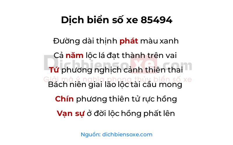 Dịch thơ biển số 85494