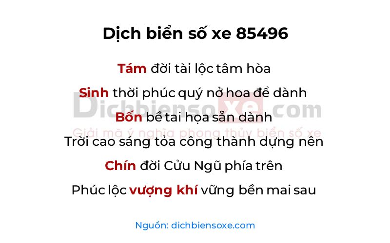 Dịch thơ biển số 85496