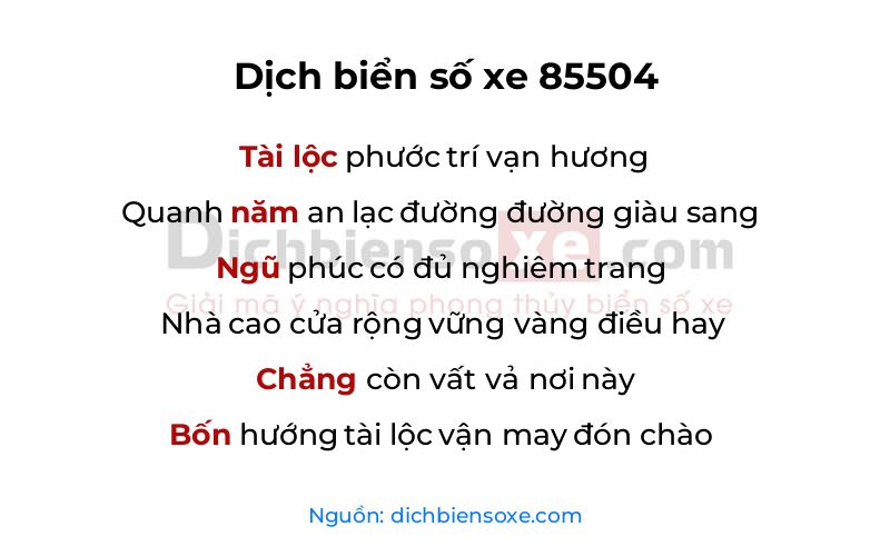 Dịch thơ biển số 85504