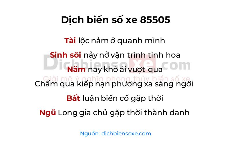 Dịch thơ biển số 85505