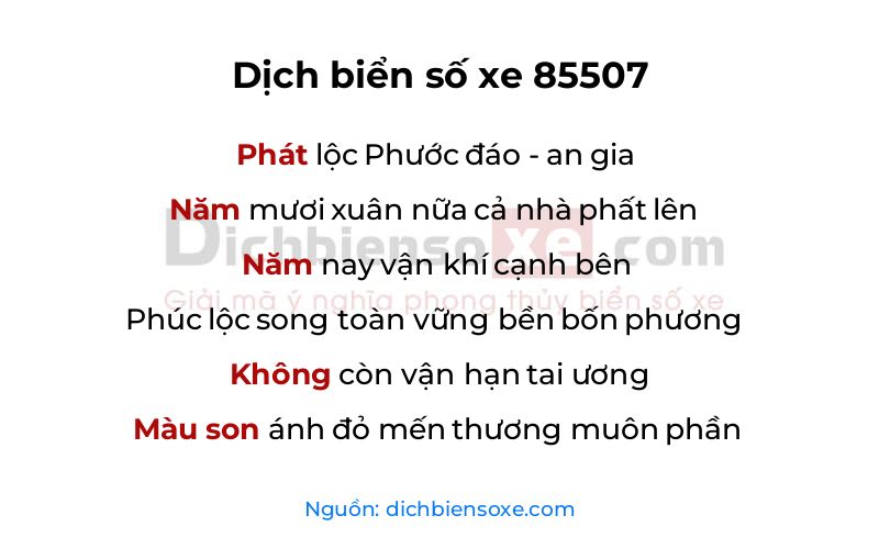 Dịch thơ biển số 85507