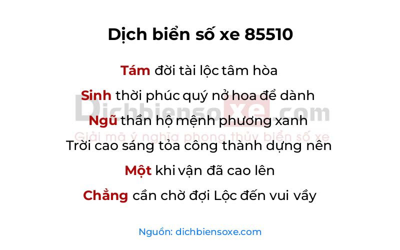 Dịch thơ biển số 85510
