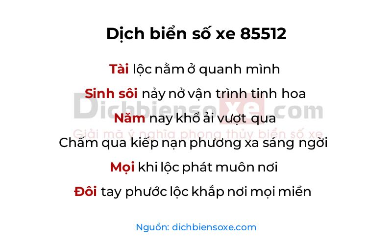 Dịch thơ biển số 85512