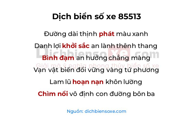 Dịch thơ biển số 85513
