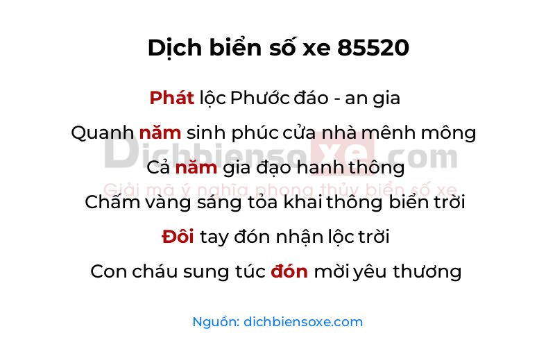 Dịch thơ biển số 85520