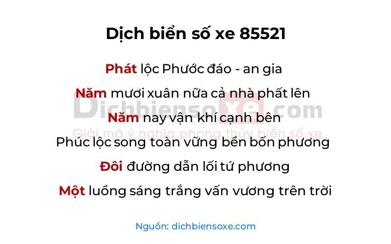 Dịch thơ biển số 85521
