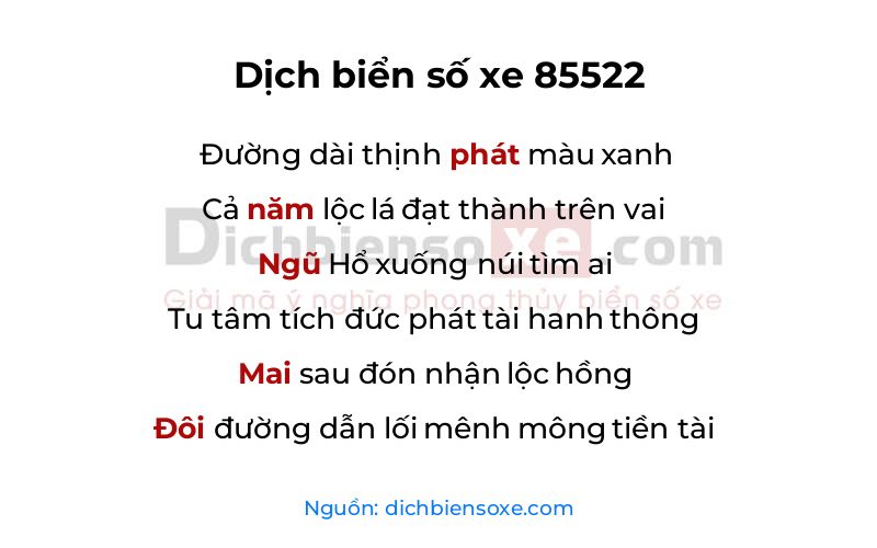 Dịch thơ biển số 85522