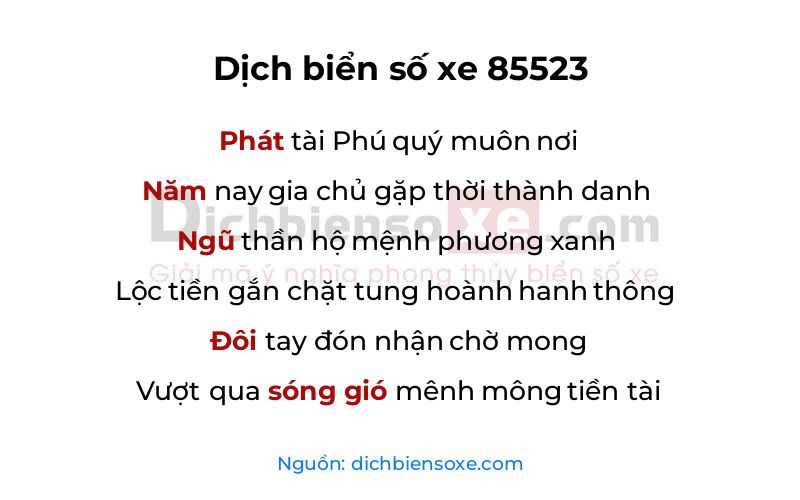 Dịch thơ biển số 85523