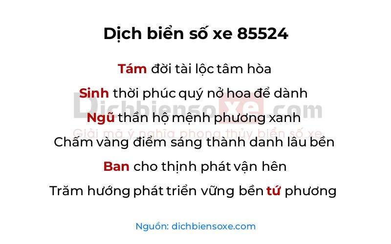 Dịch thơ biển số 85524