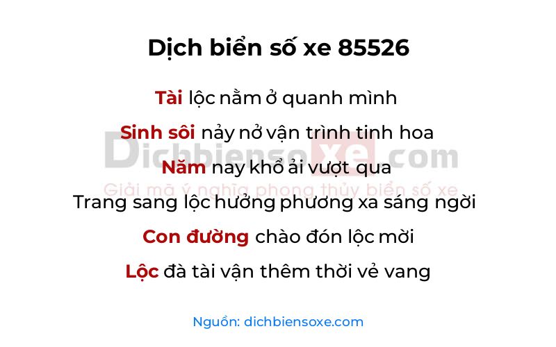 Dịch thơ biển số 85526