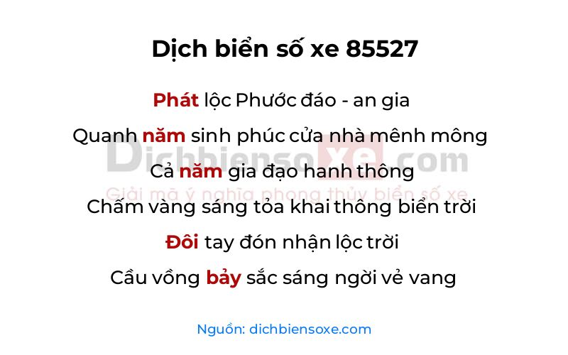 Dịch thơ biển số 85527