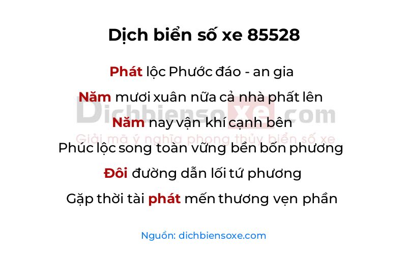 Dịch thơ biển số 85528