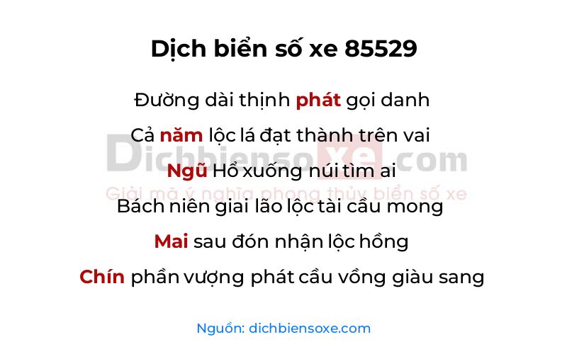 Dịch thơ biển số 85529