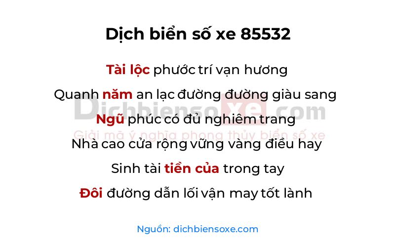 Dịch thơ biển số 85532