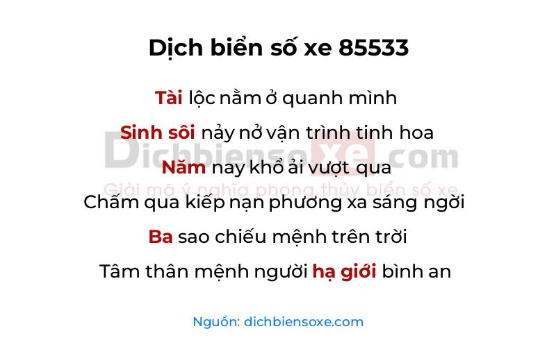 Dịch thơ biển số 85533